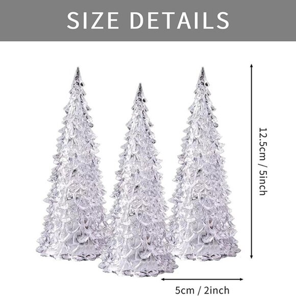 New 3 Pack Acrylic Christmas Tree Lamp, Enchanted Light Up 7 Colors Lights - Picture 7 of 9
